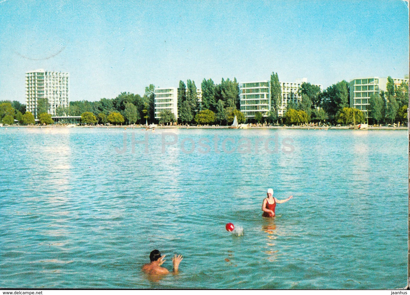 Greetings from the lake Balaton - hotel - beach - 1974 - Hungary - used - JH Postcards