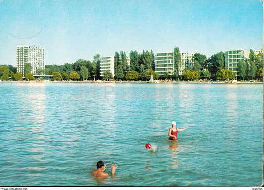 Greetings from the lake Balaton - hotel - beach - 1974 - Hungary - used - JH Postcards