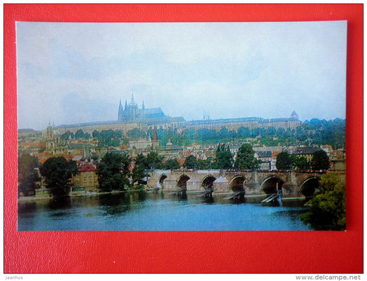 Charles Bridge over the Vltava River - Prague - Praha - 1975 - Czech Republic - unused - JH Postcards