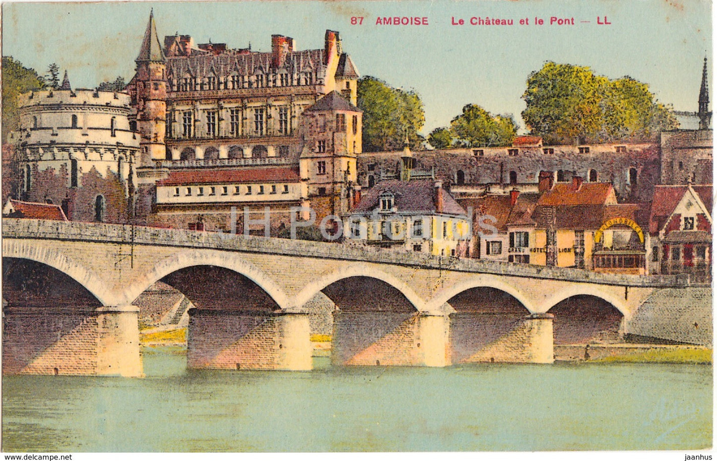 Amboise - Le Chateau et le Pont - castle - bridge - 87 - 1933 - old postcard - France - used - JH Postcards
