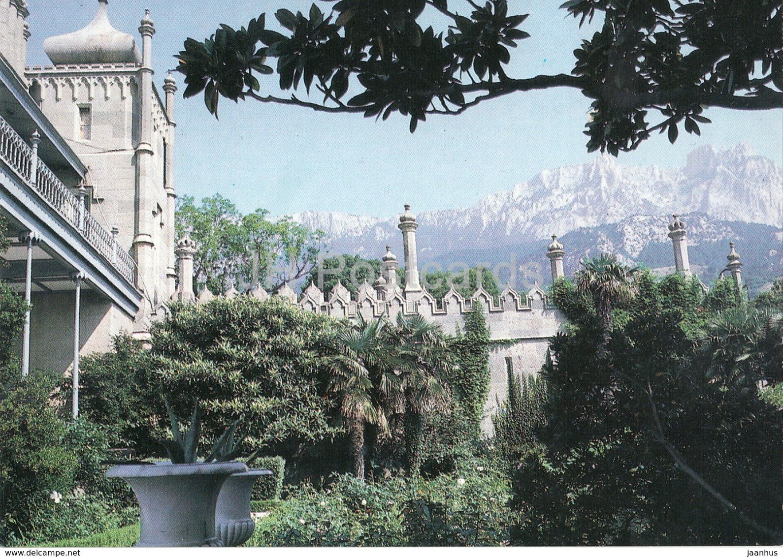 Alupka Palace Museum - view at Ai-Petri mountain from Palace Garden - Crimea - Ukraine USSR - unused - JH Postcards