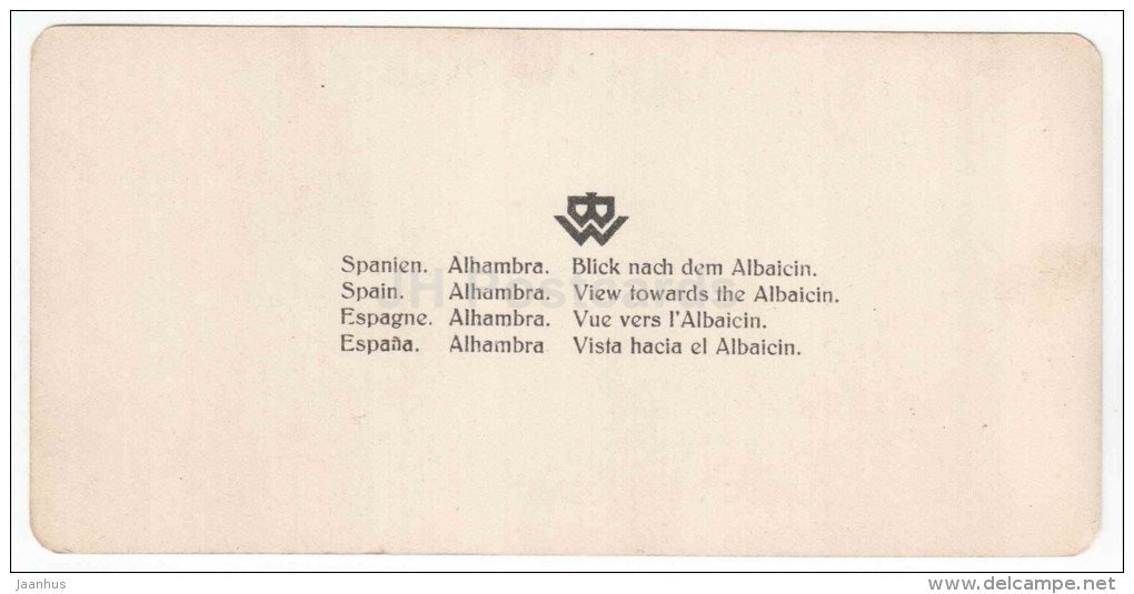 Vue vers l´Albacin - Alhambra - Spain - stereo photo - stereoscopique - old photo - JH Postcards