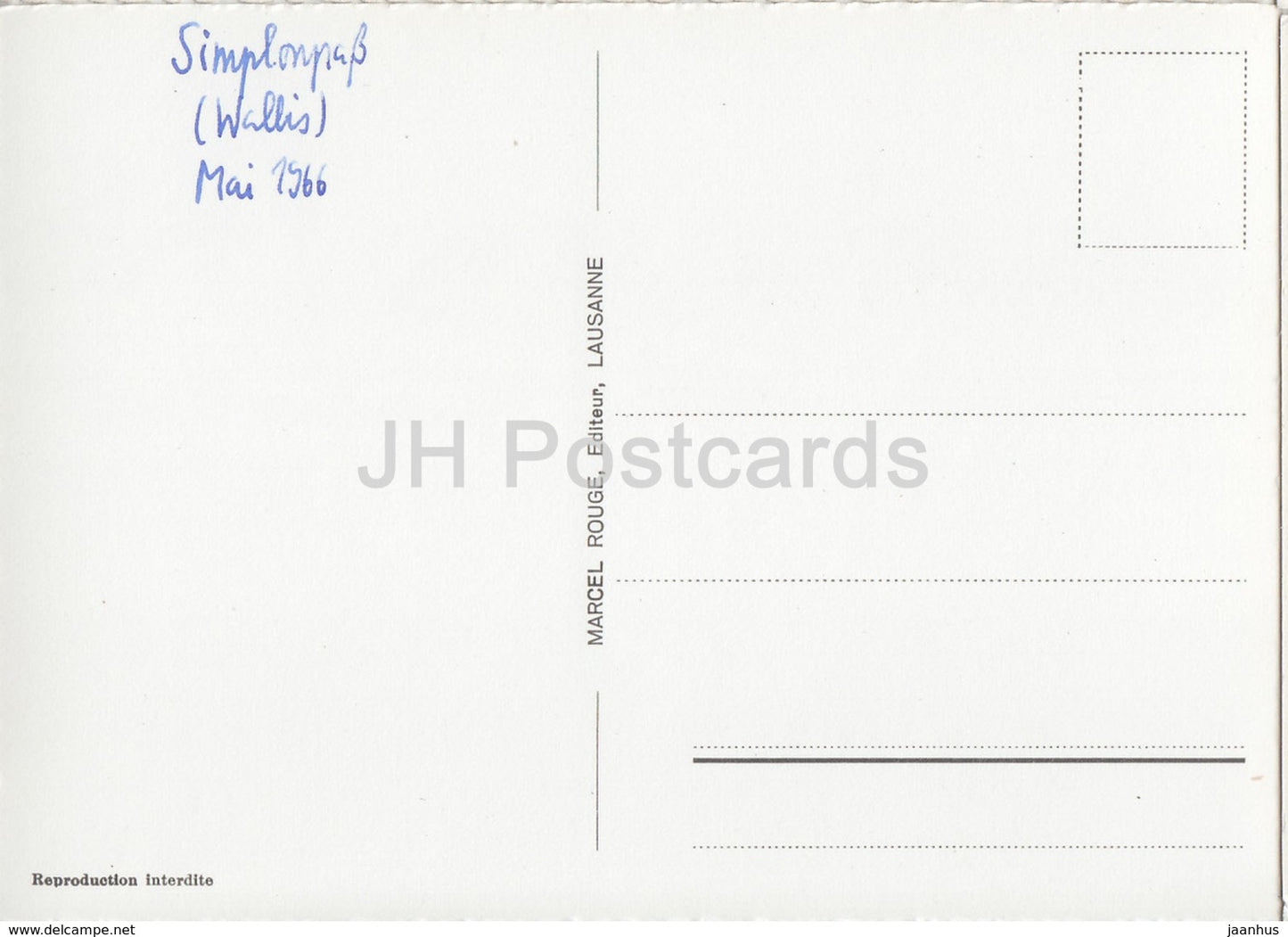 Ancien Hospice du Simplon alt 2005 m - 6205 - 1966 - Switzerland - used