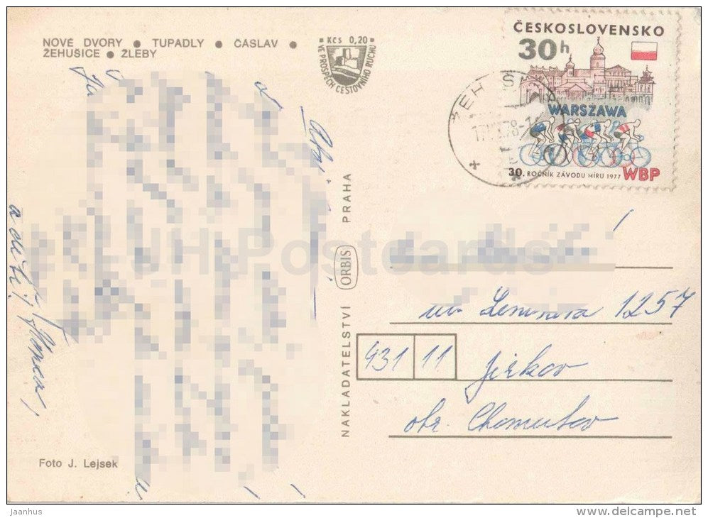Nove Dvory - Tupadly - Caslav - Zehusice - Zleby - Czechoslovakia - Czech - used 1978 - JH Postcards