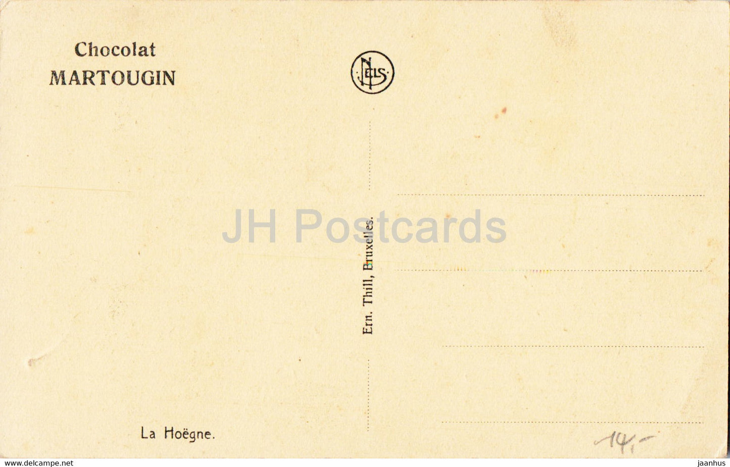 La Hoegne - Chocolat Martougin - carte postale ancienne - Belgique - inutilisée