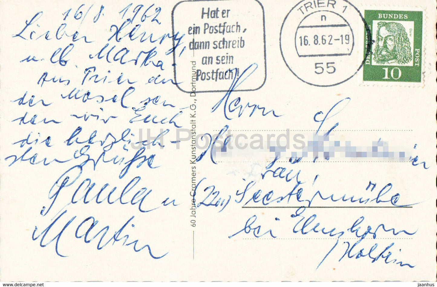 Trier an der Mosel - Gesamtansicht - Hauptmarkt - Porta Nigra - 1962 - Germany - used