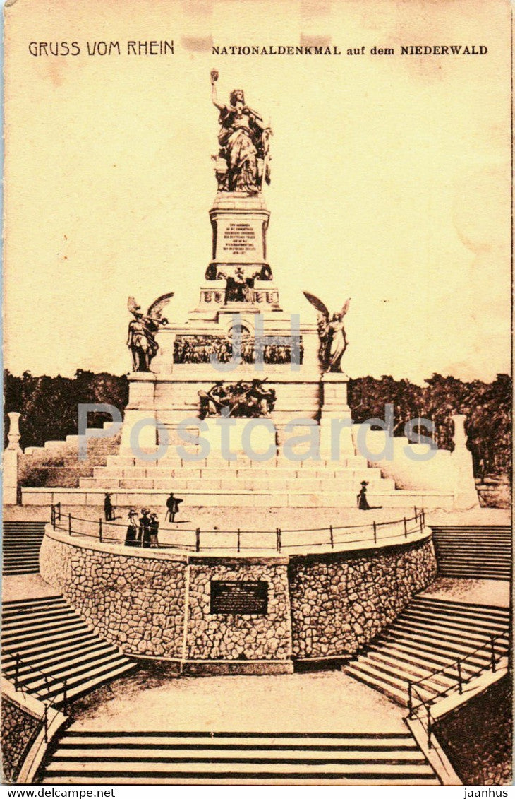 Gruss vom Rhein - Nationaldenkmal auf dem Niederwald - monument - old postcard - Germany - unused - JH Postcards