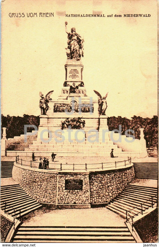 Gruss vom Rhein - Nationaldenkmal auf dem Niederwald - monument - old postcard - Germany - unused - JH Postcards