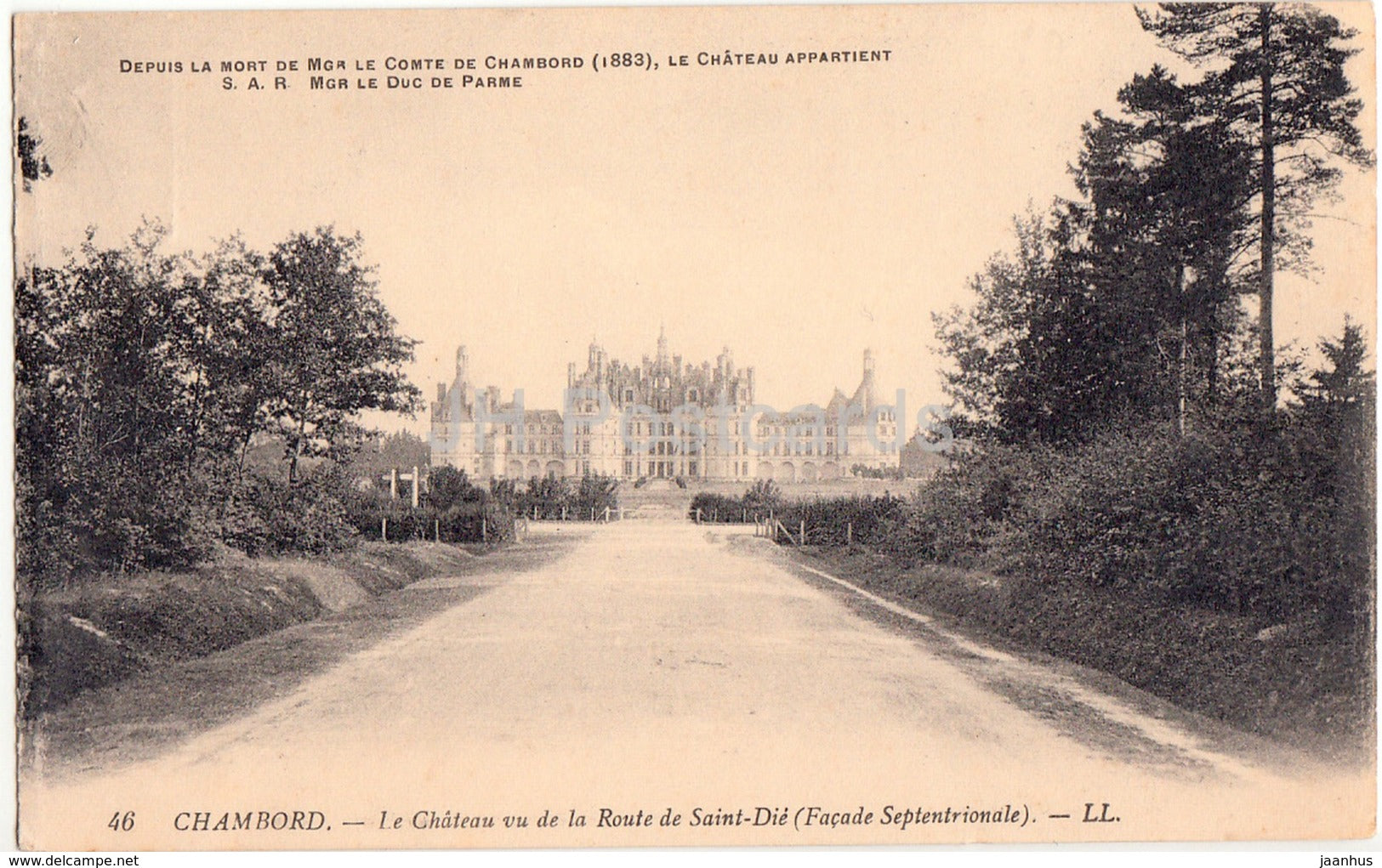 Chambord - Le Chateau vu de la Route Saint Die - Facade Septentrionale - 46 - old postcard - France - unused - JH Postcards