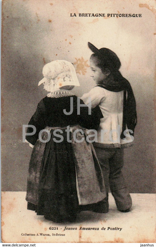 La Bretagne Pittoresque - Jeunes Amoureux de Pontivy - children - 6221 -  folk costumes - old postcard - France - used - JH Postcards