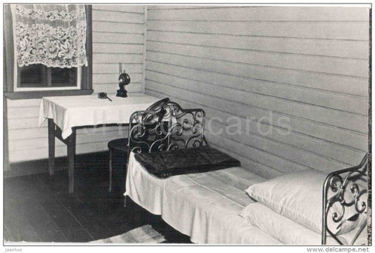 room in Parviainen house - bed - Lenin in Finland - 1969 - Russia USSR - unused - JH Postcards