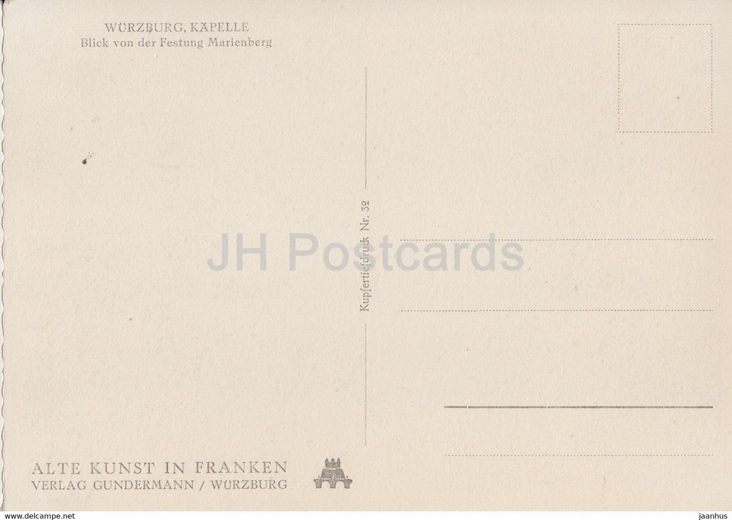 Wurzburg Kapelle - Blick von der Festung Marienberg - old postcard - Germany - unused