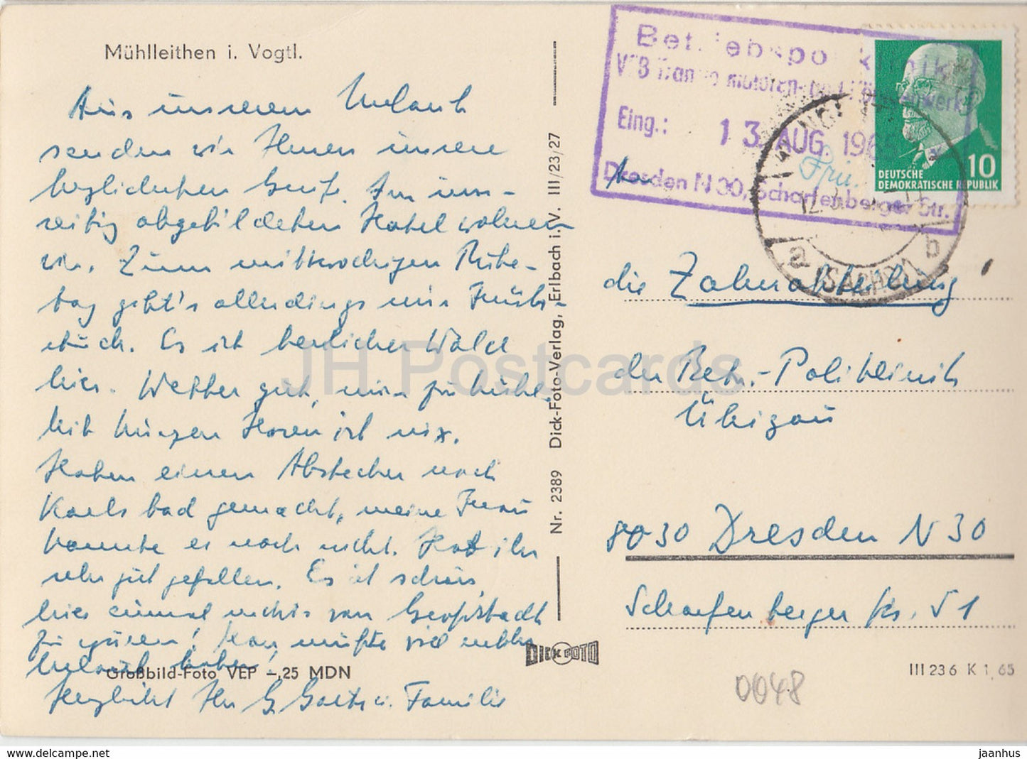 Mühlleithen i Vogtl – 2389 – 1965 – Deutschland DDR – gebraucht