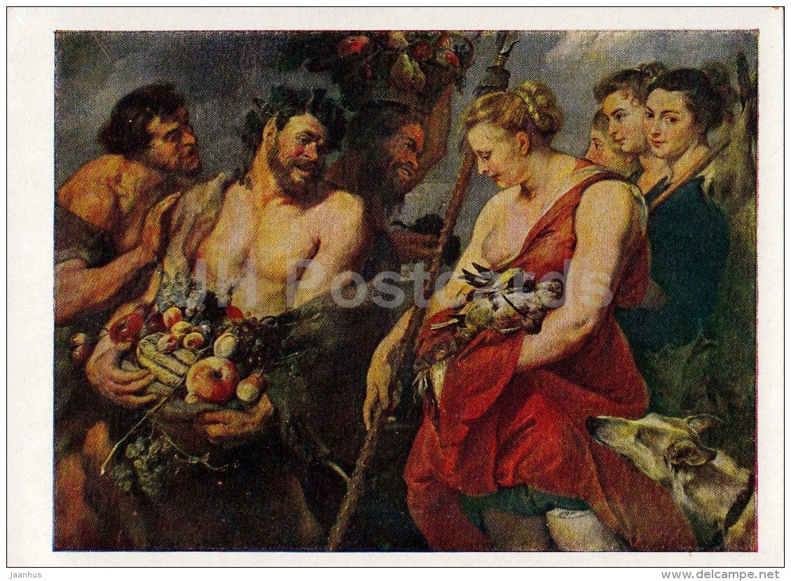 Painting by Peter Paul Rubens - Diana Returning from Hunt - naked - nude - Flemish art - Russia USSR - 1961 - unused - JH Postcards
