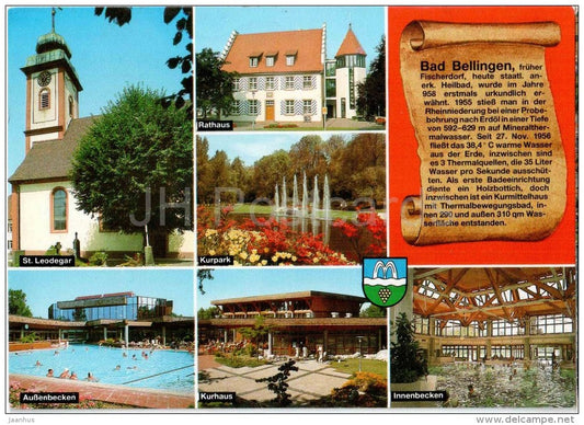 Bad Bellingen am Südschwarzwald - St. Leodegar - Rathaus - Kurpark - Kurhaus - Innenbecken - Germany - 2001 gelaufen - JH Postcards