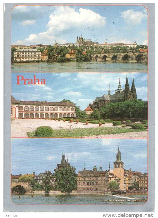 Prague castle and Charles bridge - St. Vitus cathedral - museum - Praha - Prague - Czechoslovakia - Czech - used 1996 - JH Postcards