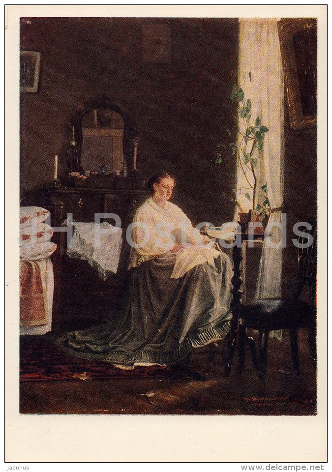painting by V. Maksimov - Dreams for the Future , 1868 - woman - Russian art - 1956 - Russia USSR - unused - JH Postcards