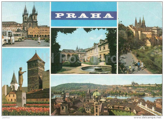 Praha - Prague - bus - Old Town Square - Wallenstein Garden - Hradcany - Jana statue - Czechoslovakia - Czech - used - JH Postcards