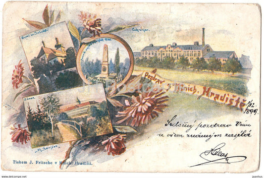 Pozdrav z Mnich Hradiste - Mnichovo Hradiste - old postcard - 1899 - Czech Republic - used - JH Postcards