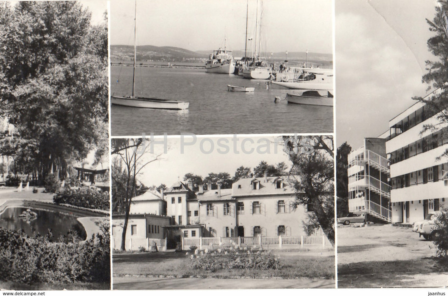 Balatonlelle - lake Balaton - sailing boat - hotel - Hungary - used - JH Postcards