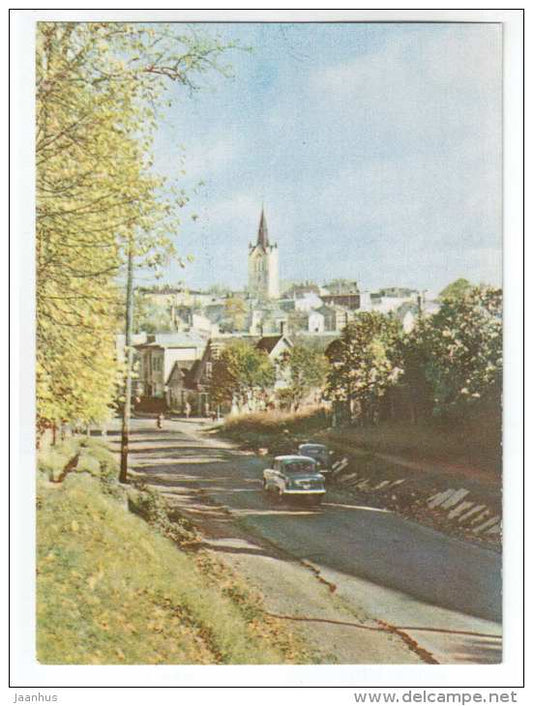 Church - car Moskvich - Cesis - Latvia USSR - unused - JH Postcards