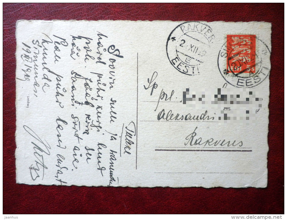 Christmas Greeting Card - church - bells - 446 - circulated in Estonia 1929 , Rakvere - Estonia - used - JH Postcards