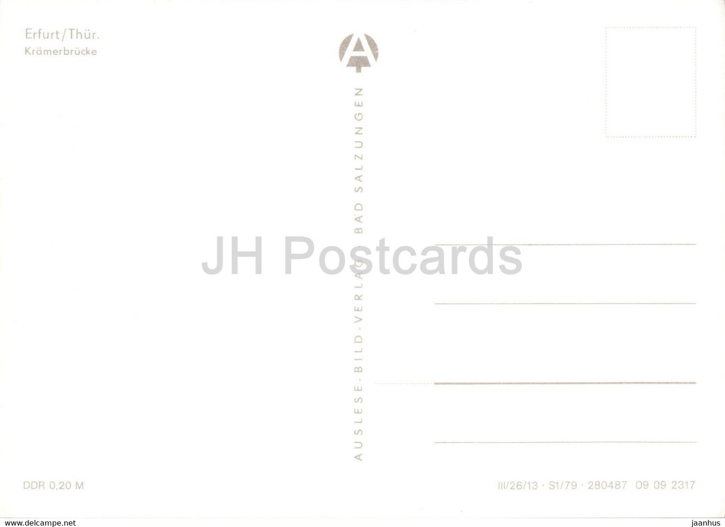Erfurt - Kramerbrucke - Germany DDR - unused