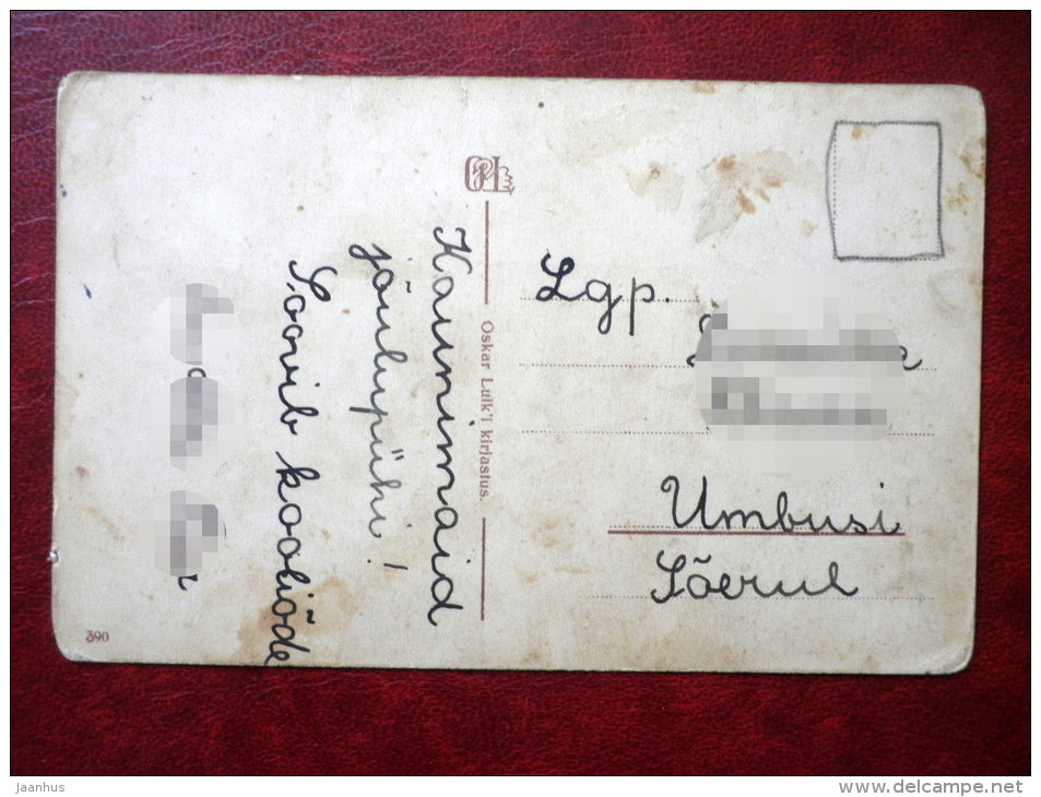 Christmas Greeting Card - dwarfs - gifts - 390 - 1920s-1930s  - Estonia - used - JH Postcards