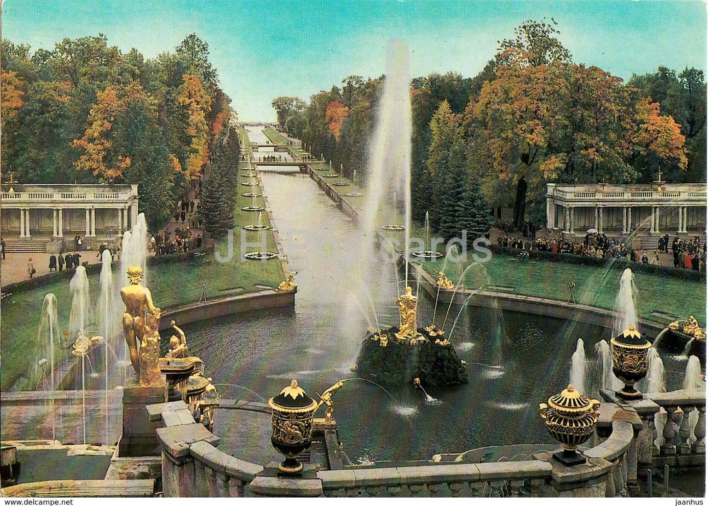 Petrodvorets - The Pool of the Great Cascade and the Sea Canal - fountains - 1983 - Russia USSR - unused - JH Postcards
