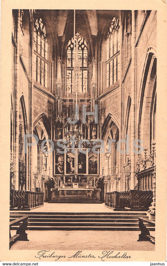 Freiburger Munster - Hochaltar - cathedral - old postcard - Germany - unused - JH Postcards