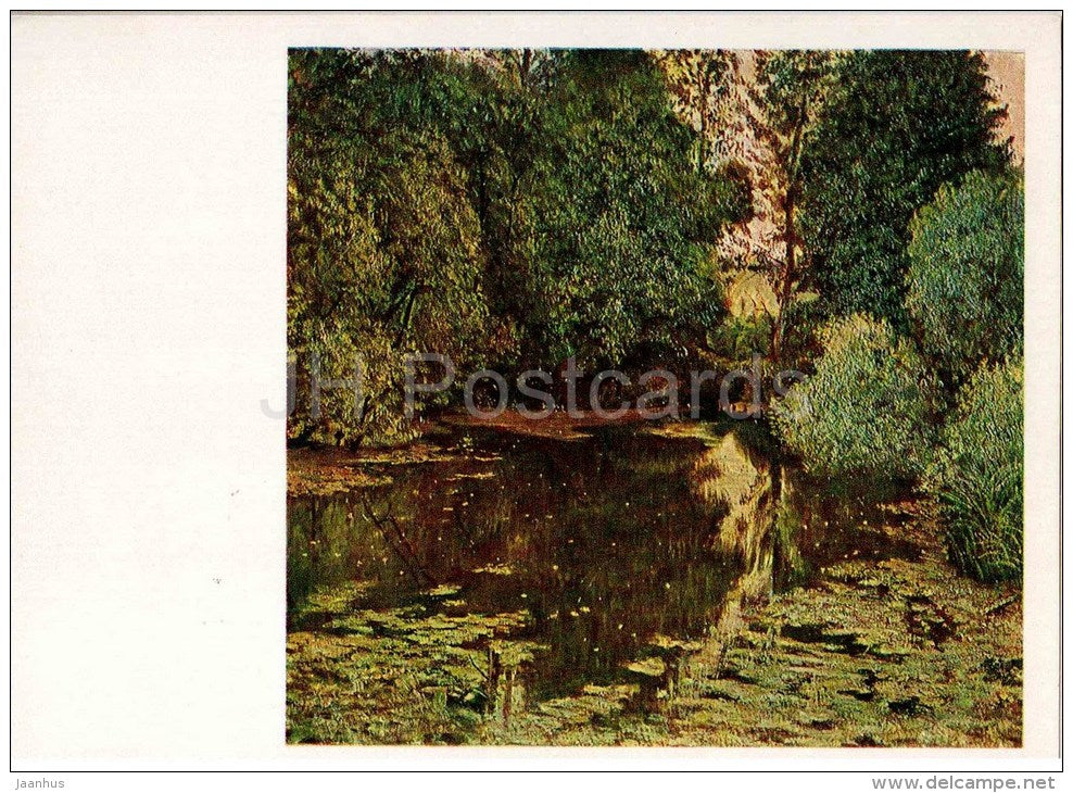 painting by B. Korotkov - Overgrown pond , 1864 - russian art - unused - JH Postcards