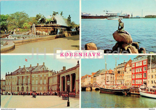 Copenhagen - Kobenhavn - Gefion fountain - Little Mermaid - Royal Guard - ship - multiview - 18 - Denmark - used - JH Postcards
