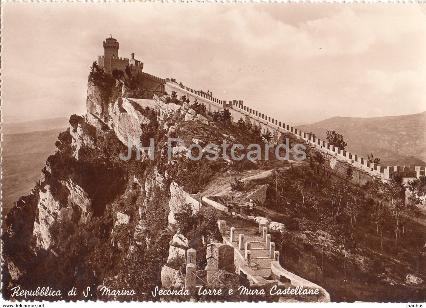 San Marino - Seconda Torre e Mura Castellane - old postcard - 1951 - San Marino - used - JH Postcards