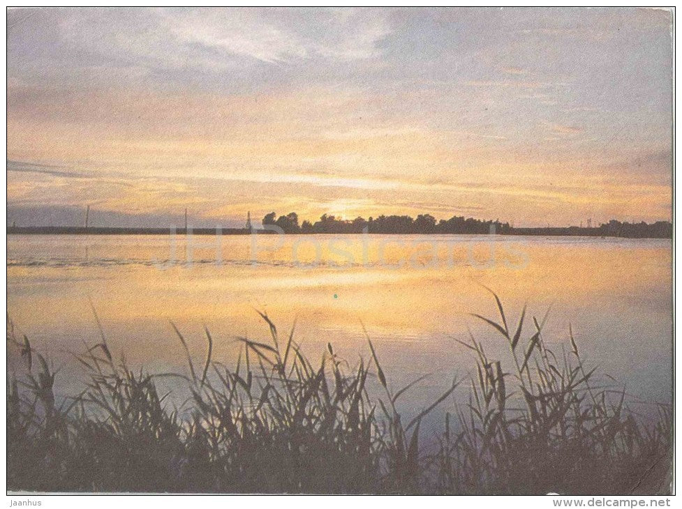 sunset on the Small Bay - 1 - Väike Viigi - Haapsalu - 1990 - Estonia USSR - unused - JH Postcards