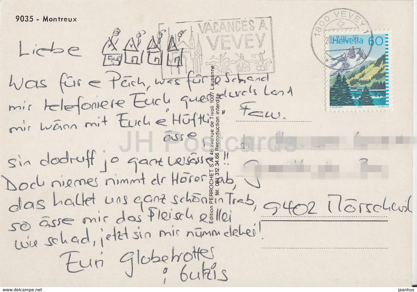 Montreux - panorama - general view - 9035 - 1994 - Switzerland - used