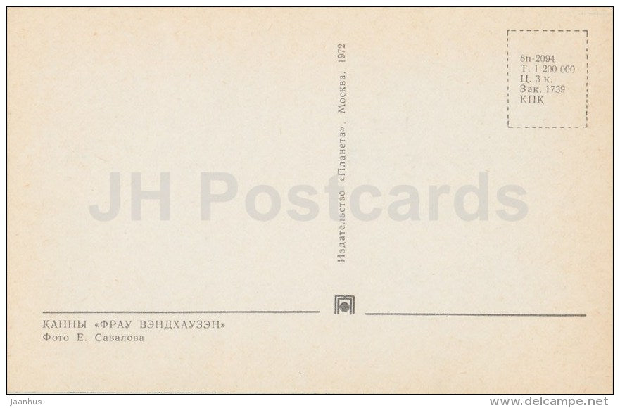 canna Frau Wendhausen - flowers - 1972 - Russia USSR - unused - JH Postcards