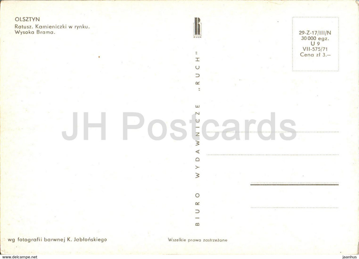 Olsztyn - Ratusz - Kamieniczki w rynku - Wysoka Brama - Town Hall - High Gate - multiview - Poland - unused