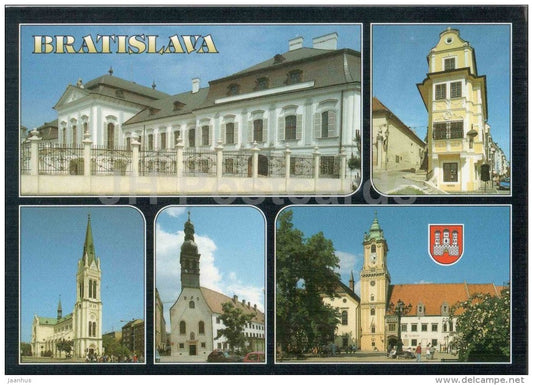 Bratislava - Grasalkovicov palace - Blumentálska church - Loretánské Panny Marie church - Slovakia - used 1999 - JH Postcards