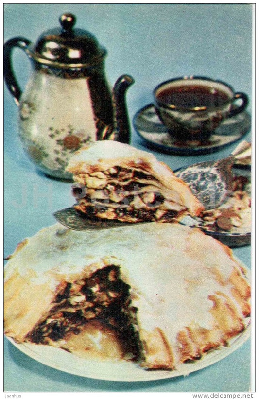 Cake with raisins and nuts - dessert - Georgian cuisine - dishes - Georgia - 1972 - Russia USSR - unused - JH Postcards