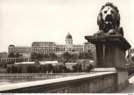 Budapest - Castle with the Chain Bridge - lion sculpture - Hungary - unused - JH Postcards