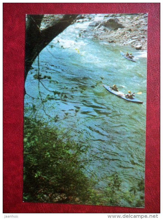 kayaking on the river Cheryomusha - Carpathians - 1978 - Ukraine USSR - unused - JH Postcards
