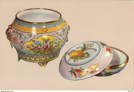vase and powder box - porcelain - China Handicraft - Esperanto - 1964 - China - unused - JH Postcards