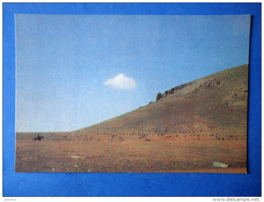 towards jailoo - horse - Nature of Kyrgyzstan - 1969 - Kyrgyzstan USSR - unused - JH Postcards