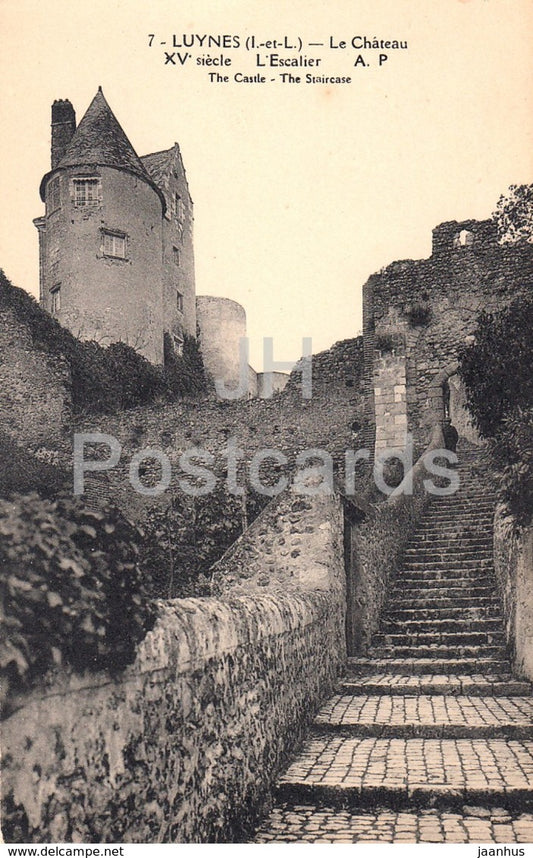Luynes - Le Chateau - L'Escalier - castle - 7 - old postcard - France - unused - JH Postcards