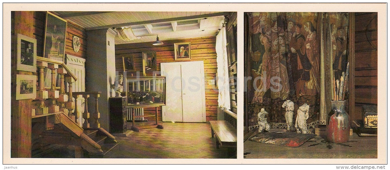 Winter workshop - 1 - Russian artist I. Repin Museum Penates Penaty - Russia USSR - 1982 - unused - JH Postcards