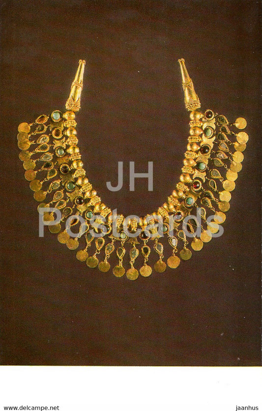 Necklace - National Museum of Afghanistan - archaeology - Bactrian Gold - 1984 - USSR Russia - used - JH Postcards