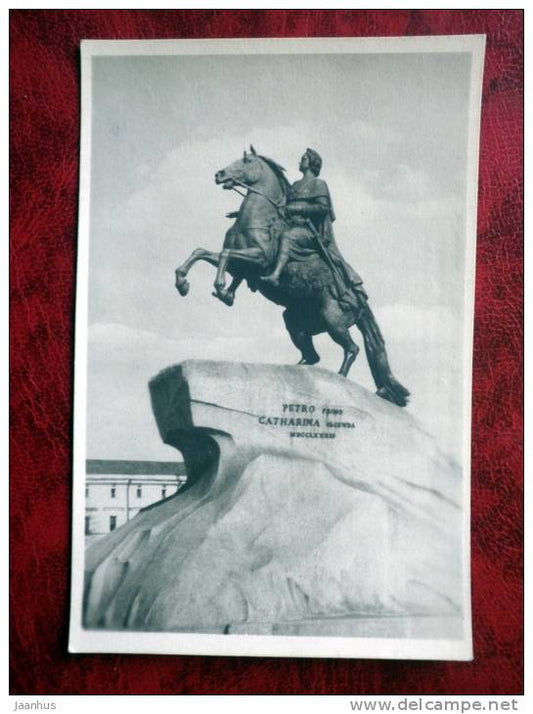 Leningrad - St Petersburg - monument to Peter I the Great  - 1953 - Russia - USSR - used - JH Postcards