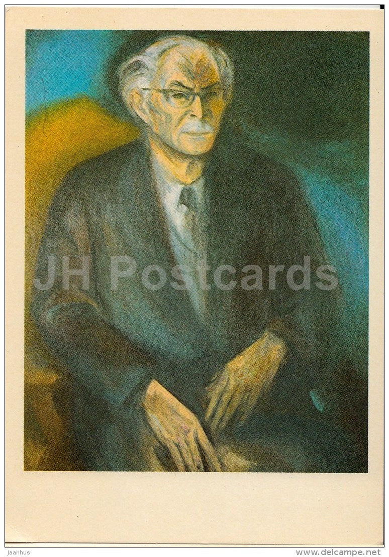 illustration by O. Terri - Portrait of Fr. Tuglas - Writer Fr. Tuglas Works - 1986 - Estonia USSR - unused - JH Postcards
