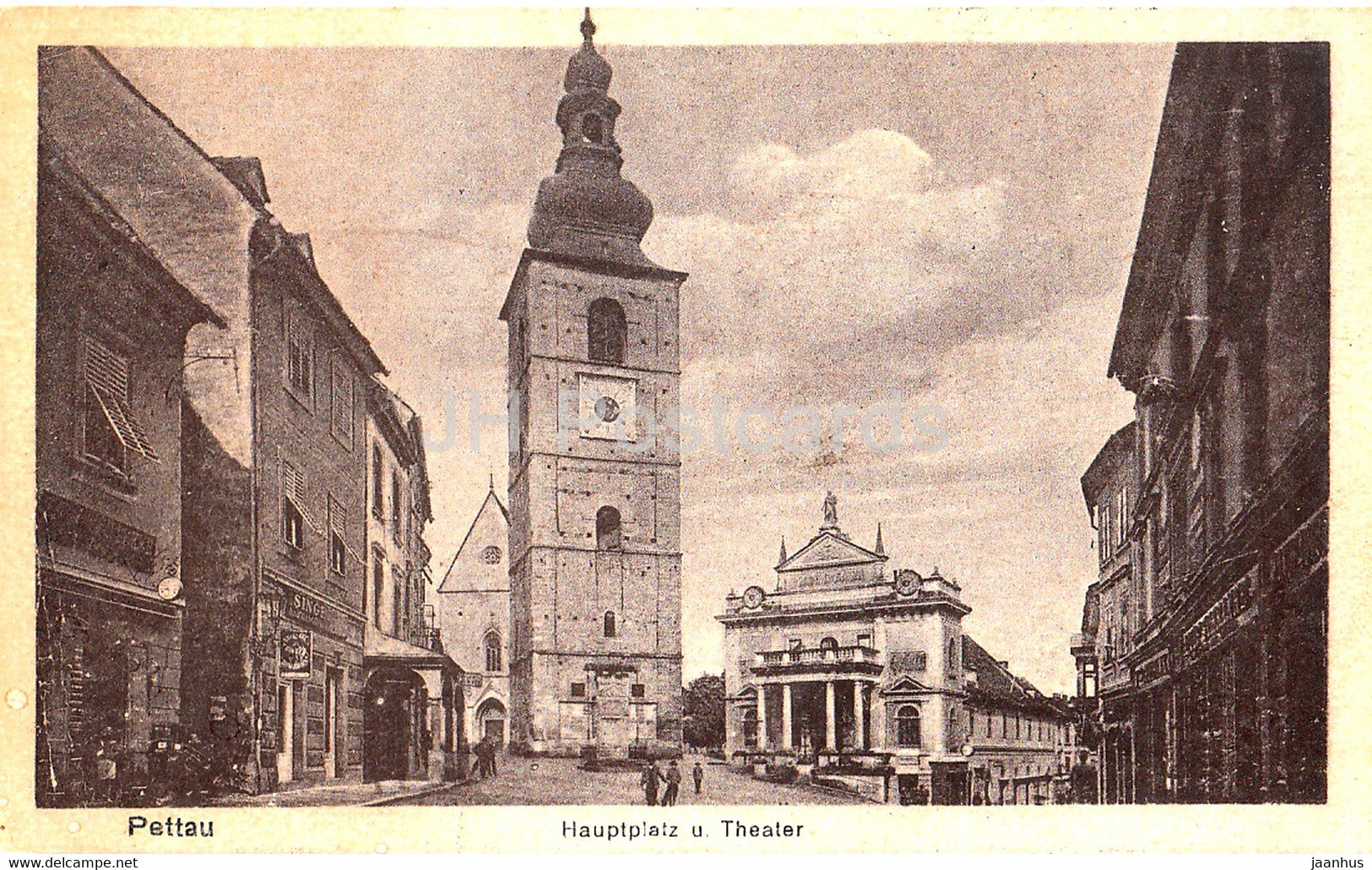 Pettau - Ptuj - Hauptplatz u Theater - theatre - old postcard - 1918 - Slovenia - used - JH Postcards