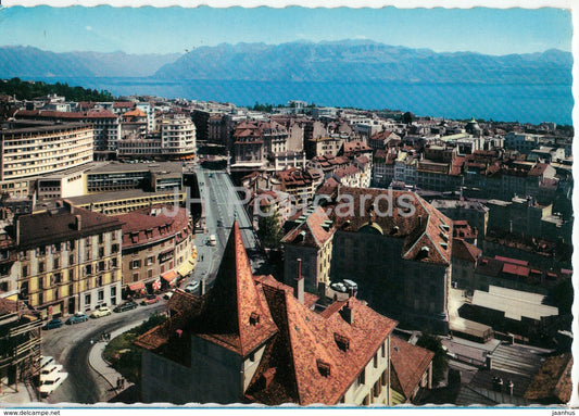 Lausanne - Vue Generale et les Alpes - General view and the Alps - 1970 - Switzerland - used - JH Postcards